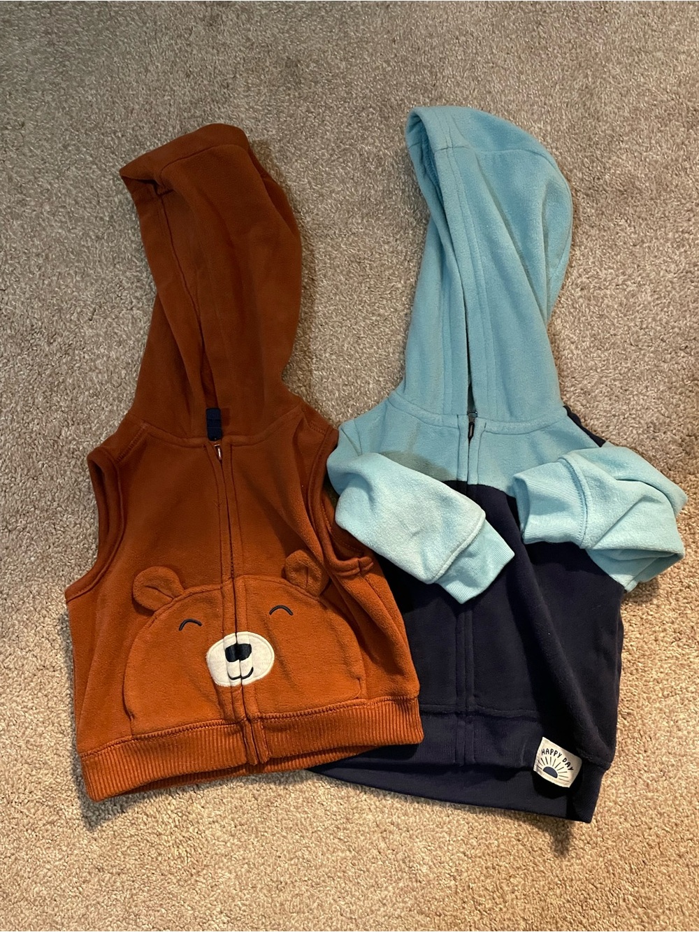 Carter's Brown Bear Hooded Vest & Carter's Blue Navy Zip Hoodie